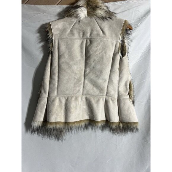 Zara Basic Vest Faux Fur Suede Women's S Sleeveless Open Hippie Boho 70s NWT - Picture 10 of 10